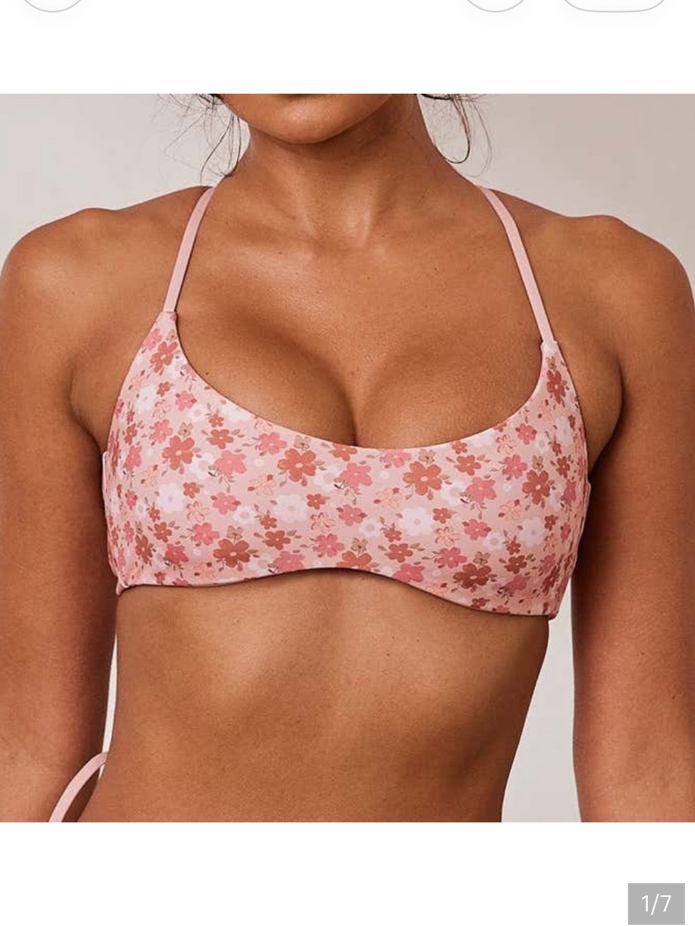 Lounge Underwear Swim Reversible Bralette Bikini Top Pink/Floral size Small